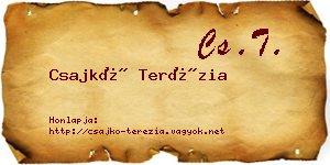 Csajkó Terézia névjegykártya